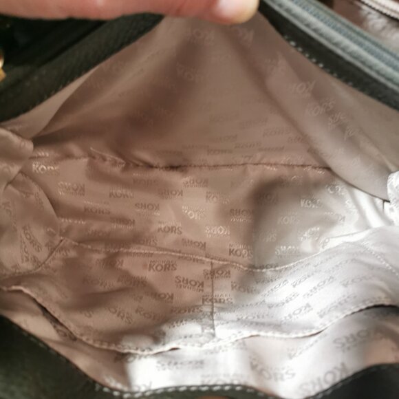 Olive/Gold Pebbled Leather Satchel/Crossbody EUC #253 - Picture 8 of 14